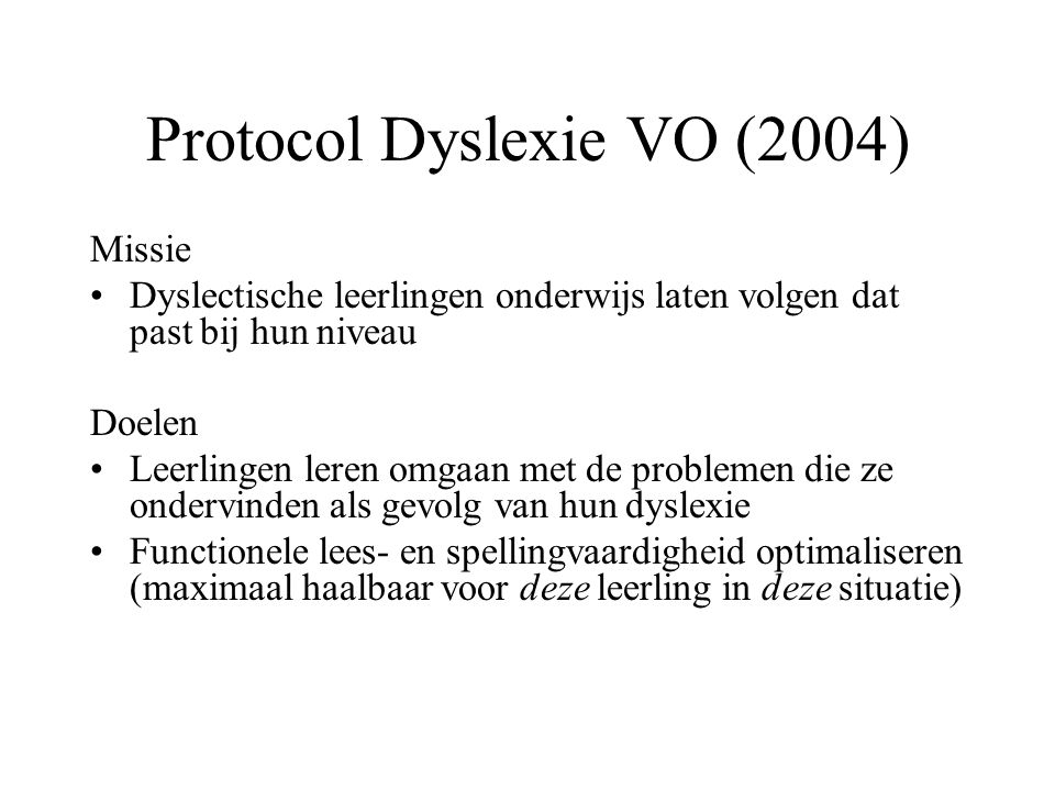 Protocol Dyslexie VO (2004)