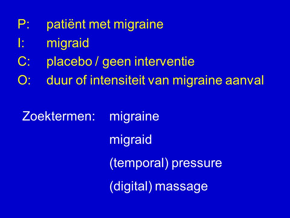 P: patiënt met migraine