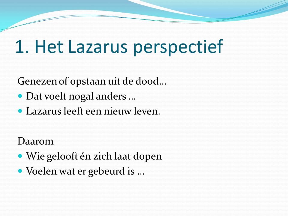 1. Het Lazarus perspectief