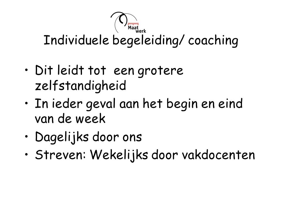 Individuele begeleiding/ coaching