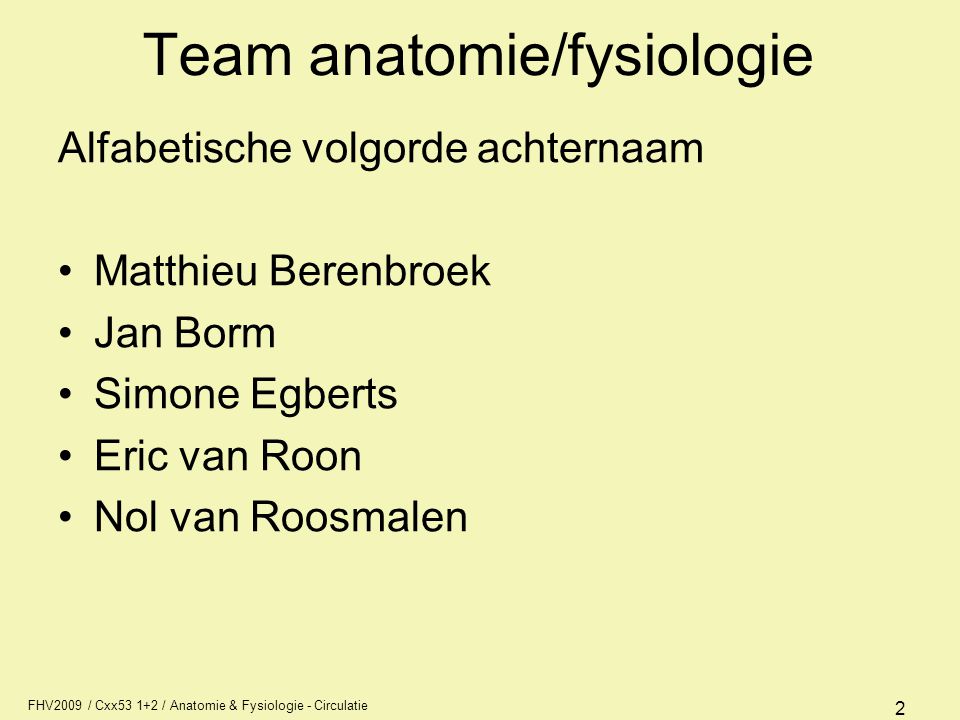 Team anatomie/fysiologie