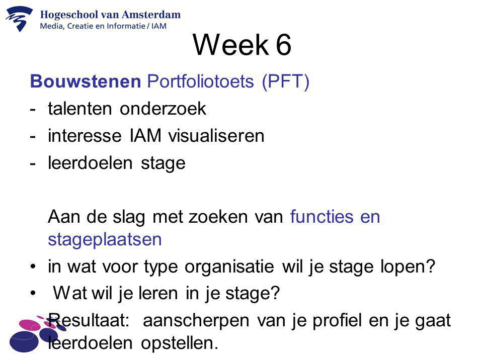 Week 6 Bouwstenen Portfoliotoets (PFT) talenten onderzoek