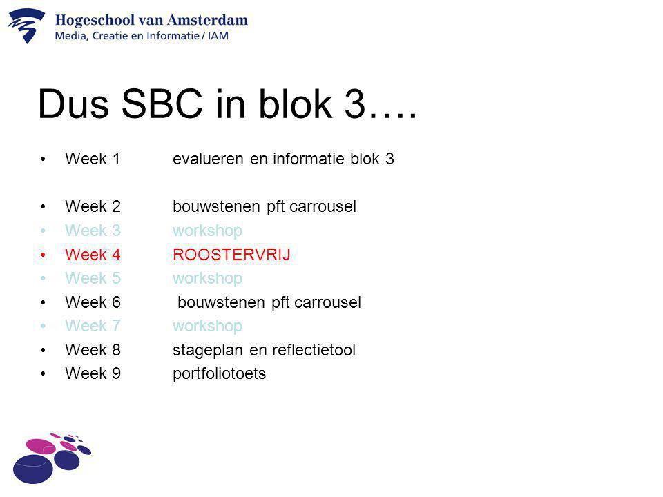 Dus SBC in blok 3…. Week 1 evalueren en informatie blok 3