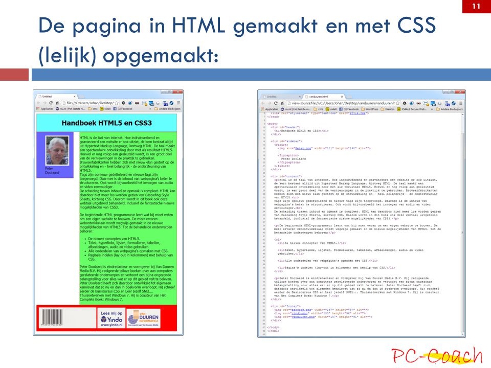 De pagina in HTML gemaakt en met CSS (lelijk) opgemaakt: