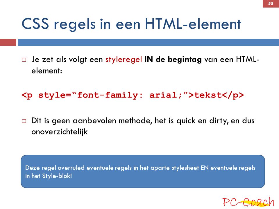 CSS regels in een HTML-element