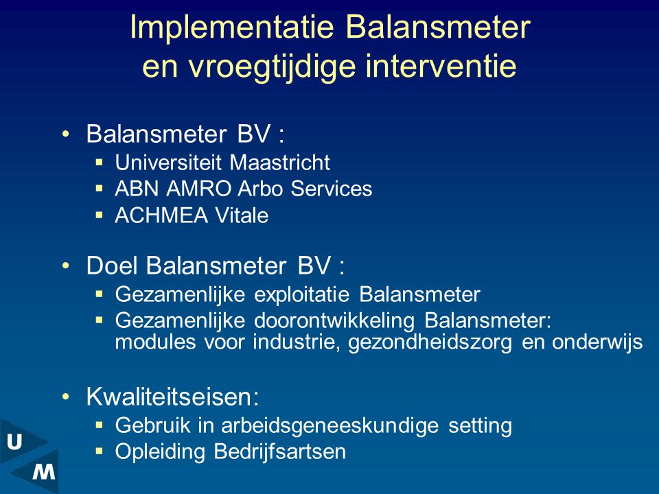 Implementatie Balansmeter en vroegtijdige interventie