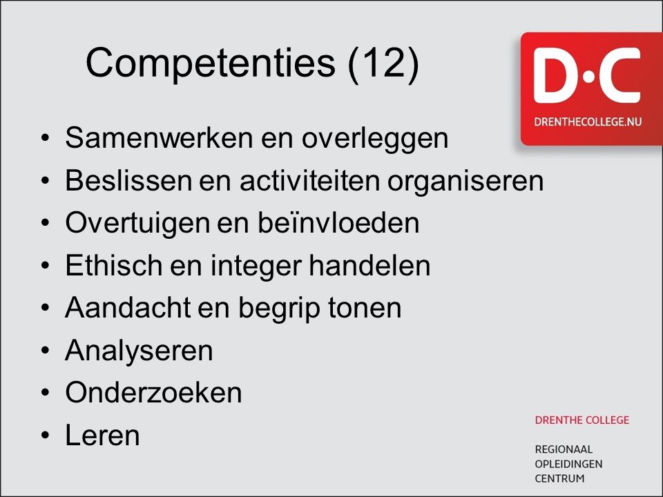 Competenties (12) Samenwerken en overleggen