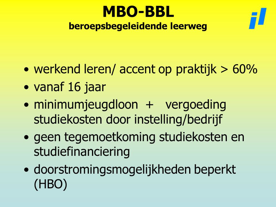 MBO-BBL beroepsbegeleidende leerweg