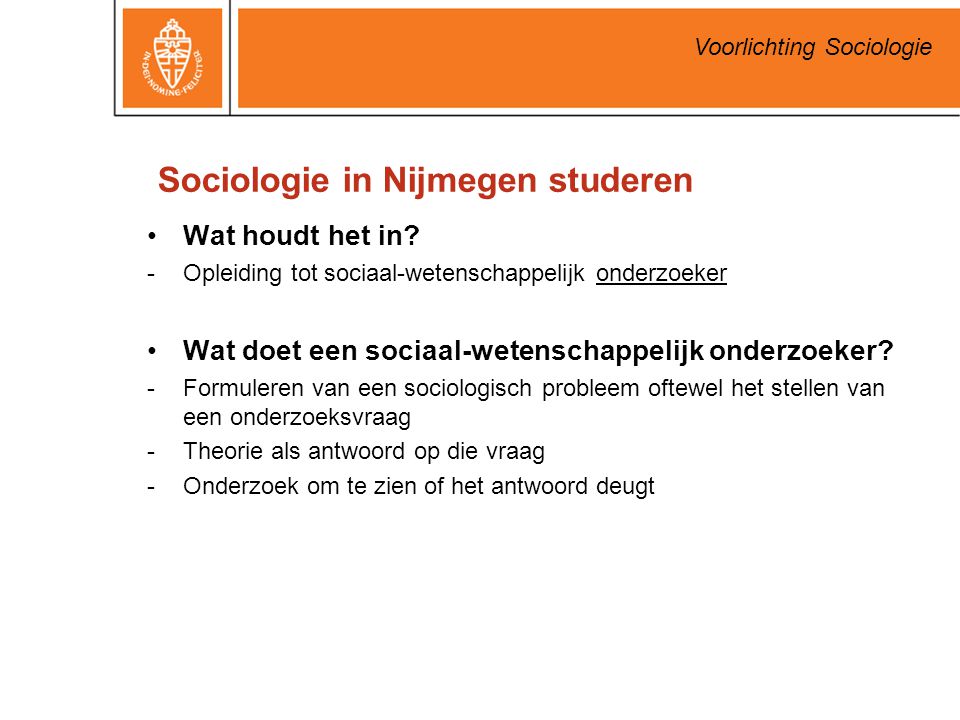 Sociologie in Nijmegen studeren