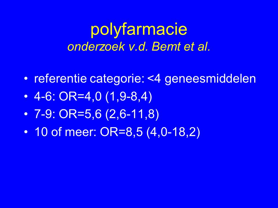 polyfarmacie onderzoek v.d. Bemt et al.