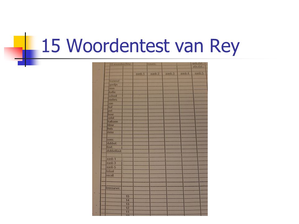 15 Woordentest van Rey