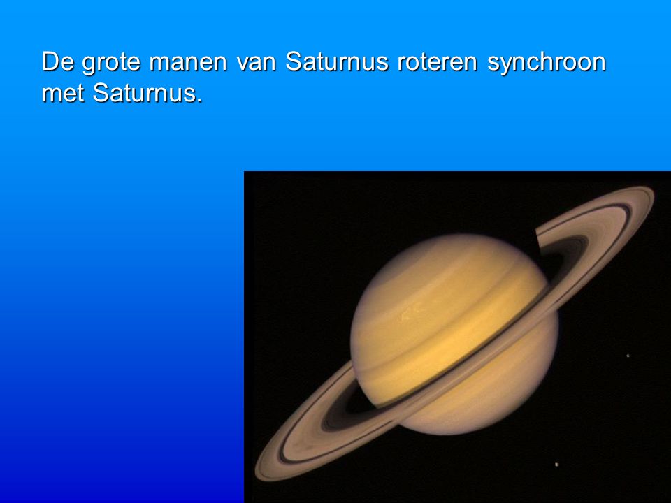 De grote manen van Saturnus roteren synchroon met Saturnus.
