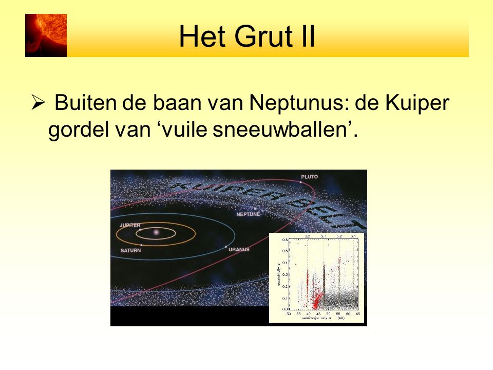 Het Grut II Buiten de baan van Neptunus: de Kuiper gordel van ‘vuile sneeuwballen’.