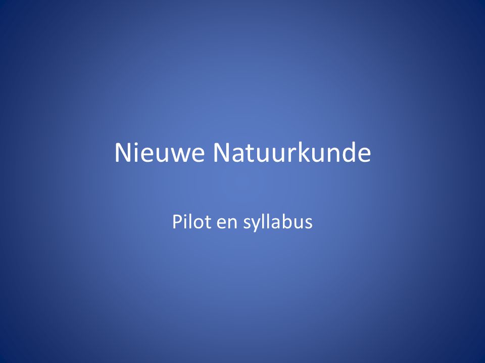Nieuwe Natuurkunde Pilot en syllabus