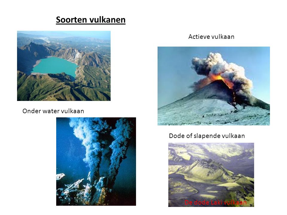 Soorten vulkanen Actieve vulkaan Onder water vulkaan
