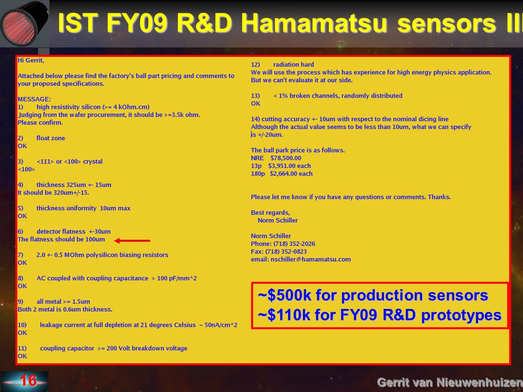IST FY09 R&D Hamamatsu sensors III