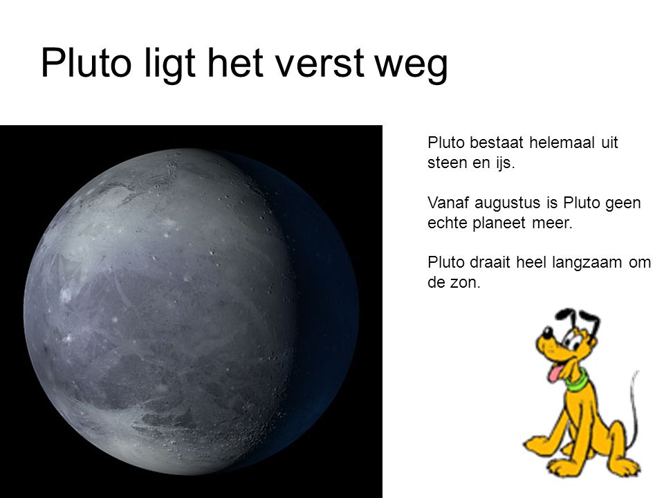 Pluto ligt het verst weg