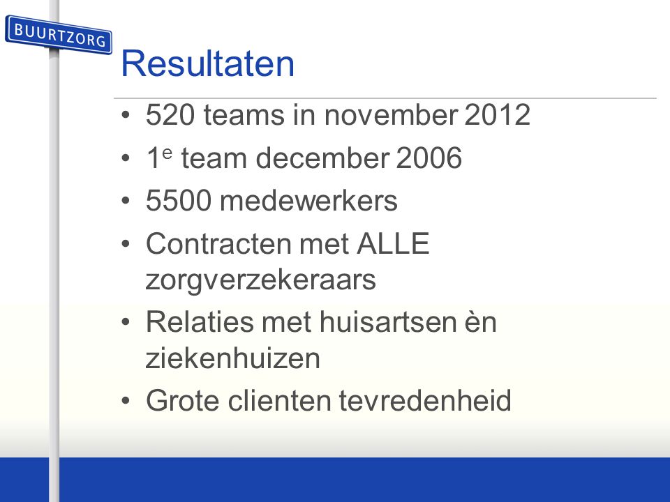Resultaten 520 teams in november e team december 2006