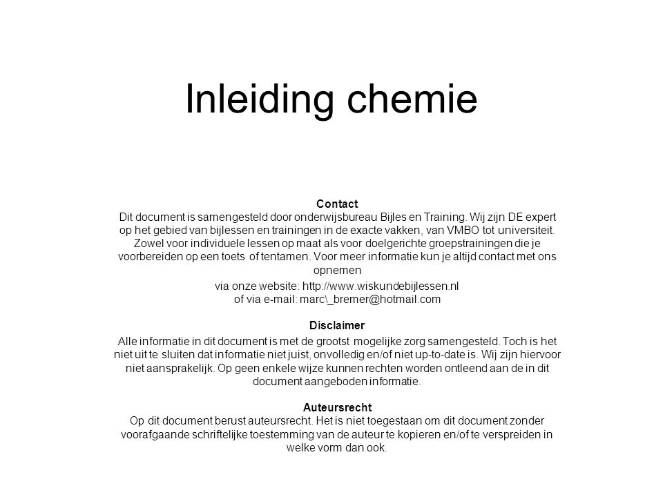 Inleiding chemie