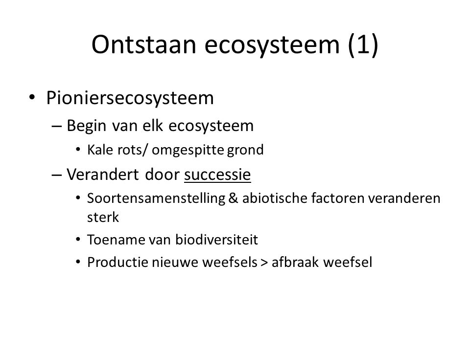 Ontstaan ecosysteem (1)