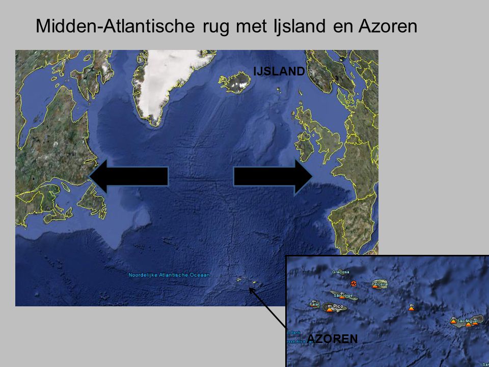 Midden-Atlantische rug met Ijsland en Azoren
