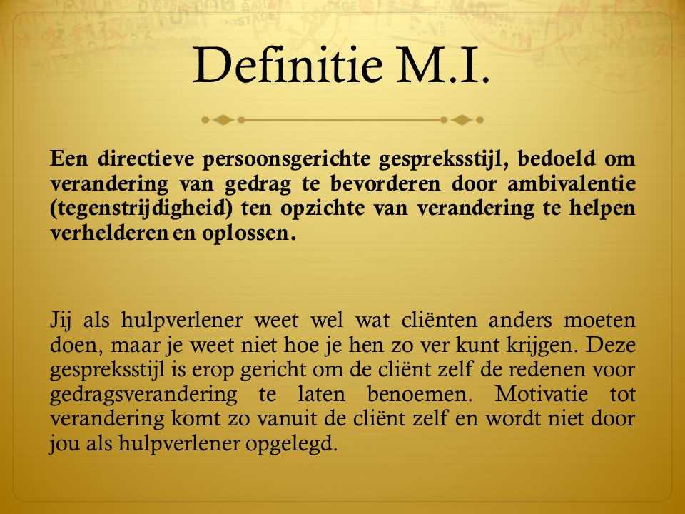 Definitie M.I.