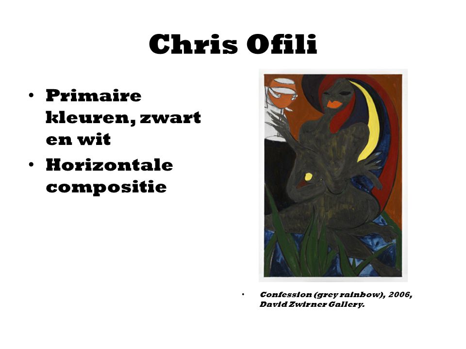 Chris Ofili Primaire kleuren, zwart en wit Horizontale compositie