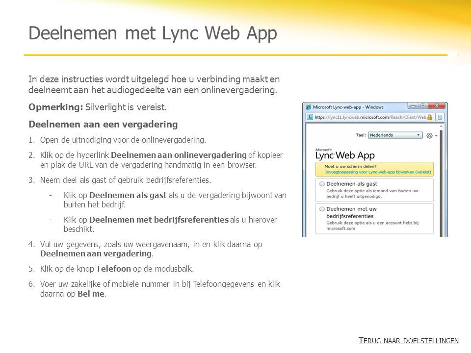 Deelnemen met Lync Web App