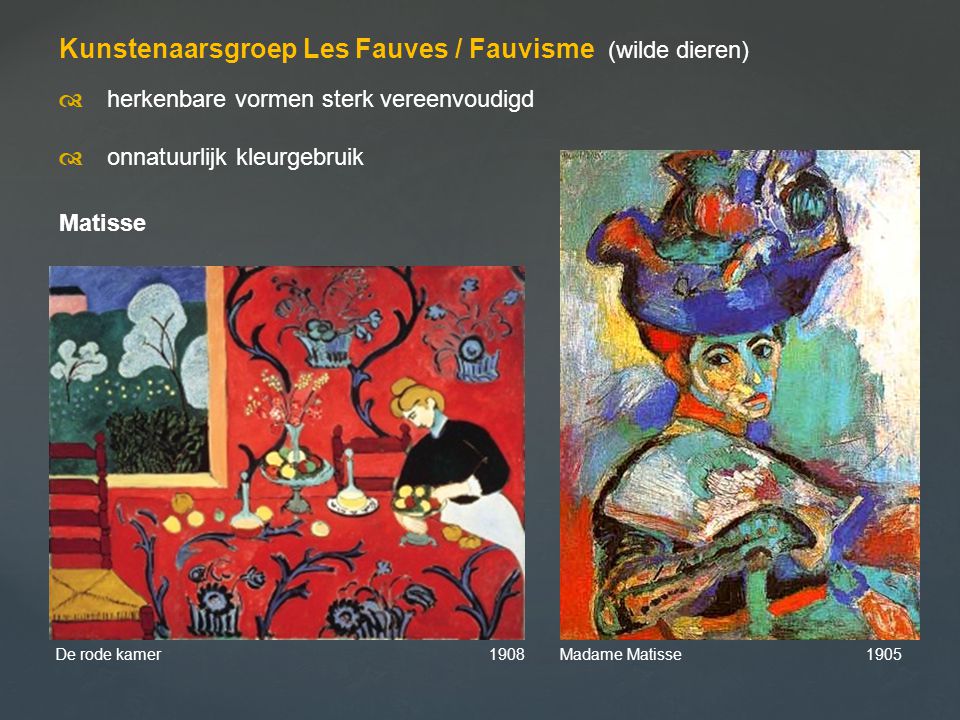 Kunstenaarsgroep Les Fauves / Fauvisme (wilde dieren)