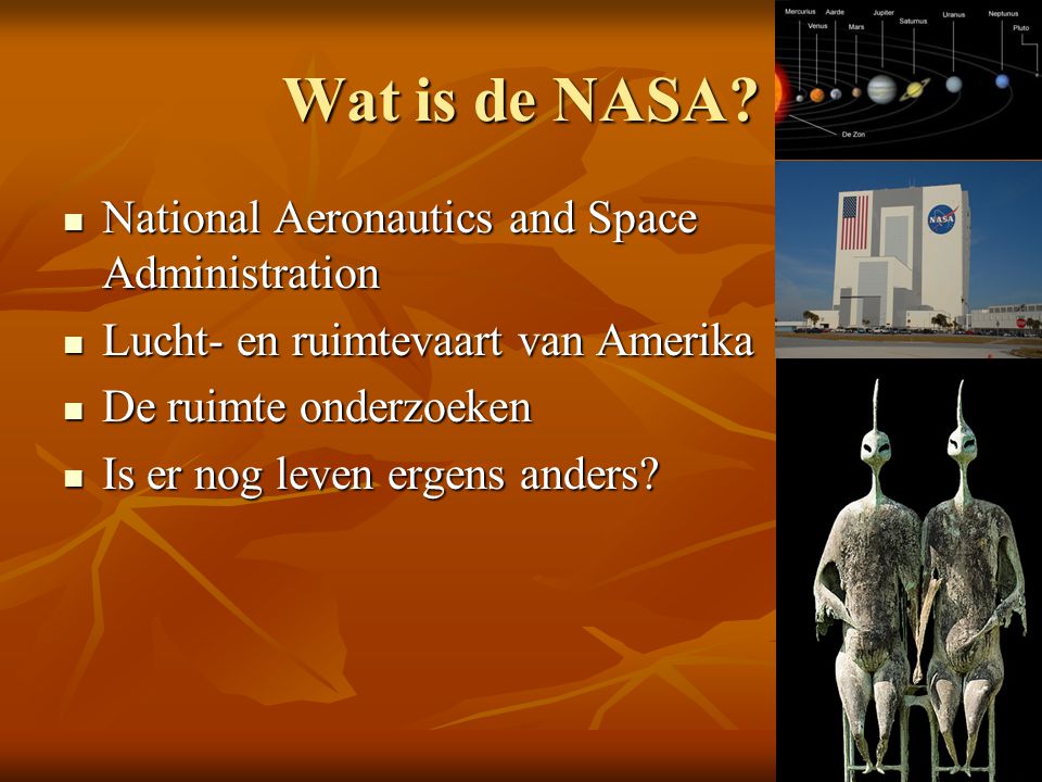 Wat is de NASA National Aeronautics and Space Administration