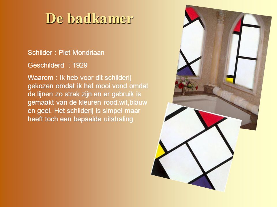 De badkamer Schilder : Piet Mondriaan Geschilderd : 1929