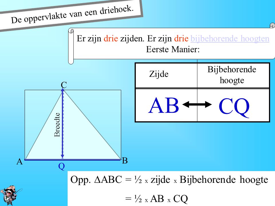 AB CQ De oppervlakte van een driehoek.