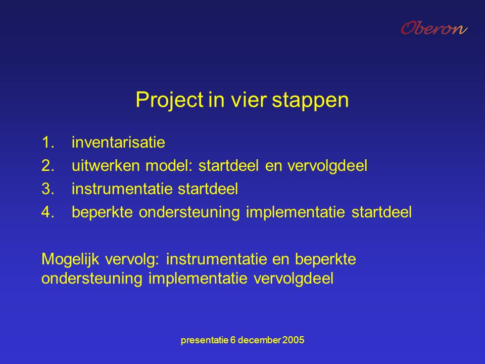 Project in vier stappen