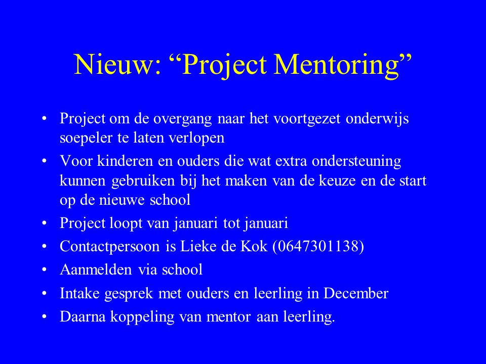 Nieuw: Project Mentoring