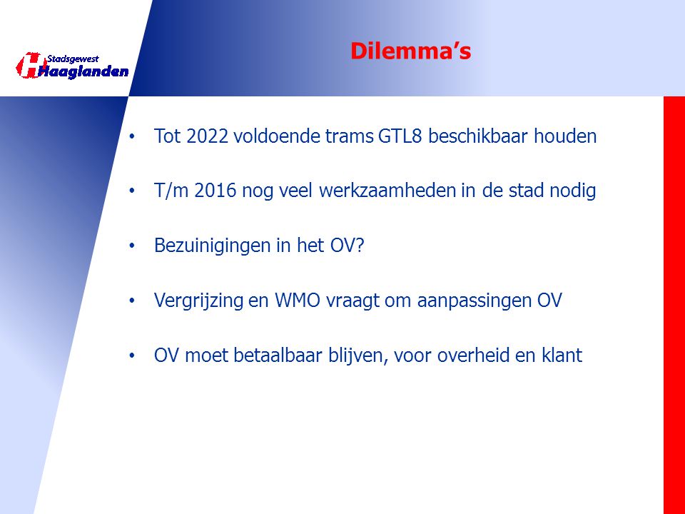 Dilemma’s Tot 2022 voldoende trams GTL8 beschikbaar houden