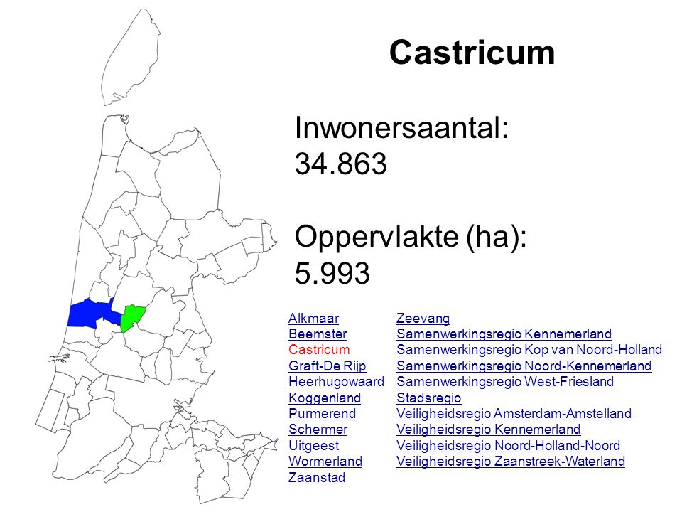 Castricum Inwonersaantal: Oppervlakte (ha): Alkmaar