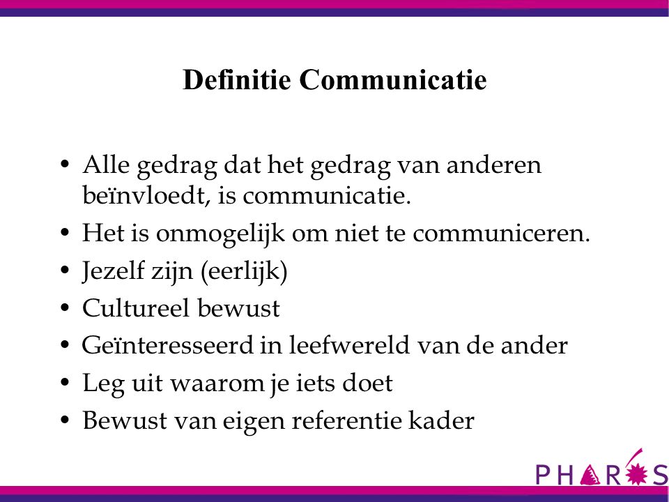 Definitie Communicatie