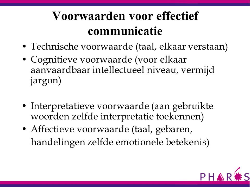 Voorwaarden voor effectief communicatie