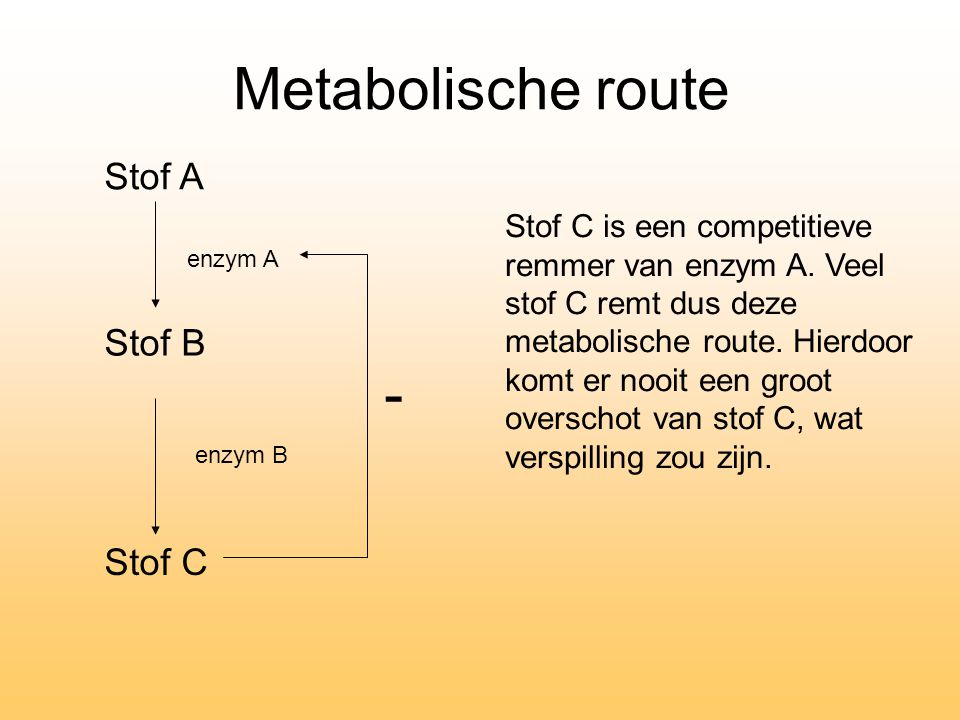 Metabolische route - Stof A Stof B Stof C