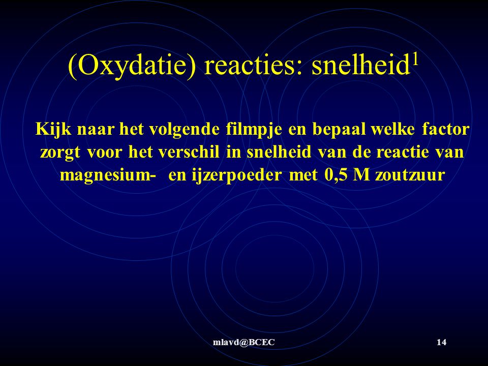 (Oxydatie) reacties: snelheid1