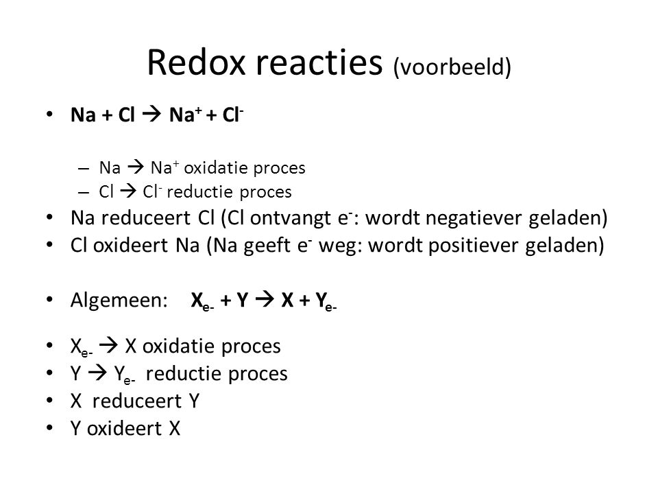 Redox reacties (voorbeeld)