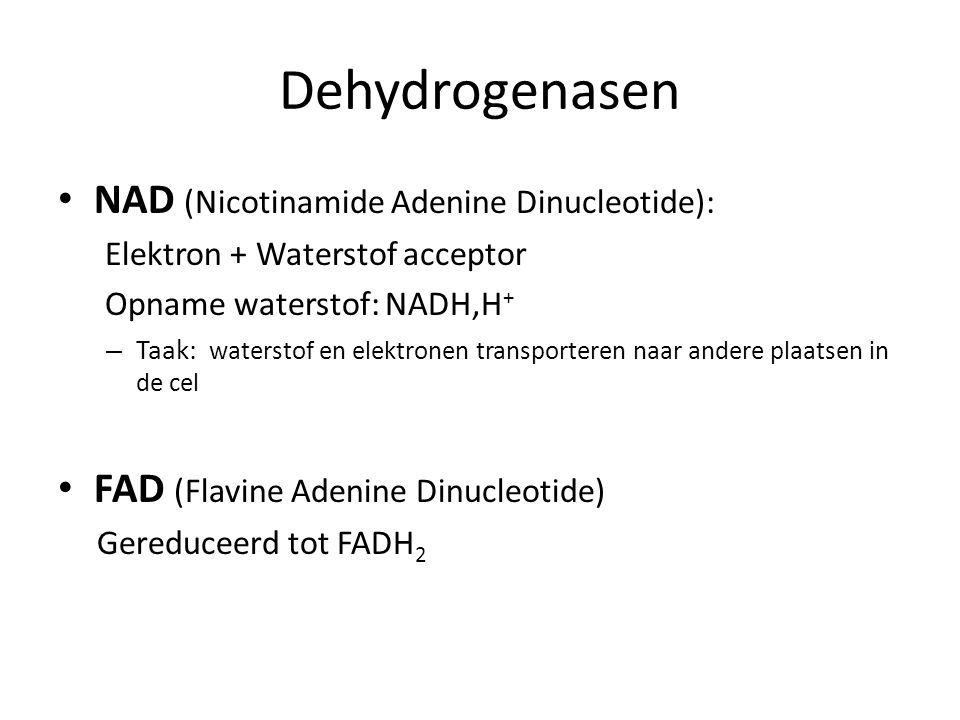 Dehydrogenasen NAD (Nicotinamide Adenine Dinucleotide):