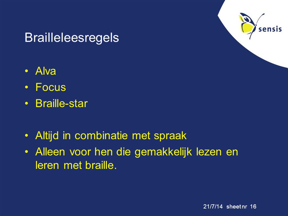 Brailleleesregels Alva Focus Braille-star