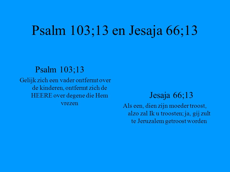 Psalm 103;13 en Jesaja 66;13 Psalm 103;13 Jesaja 66;13