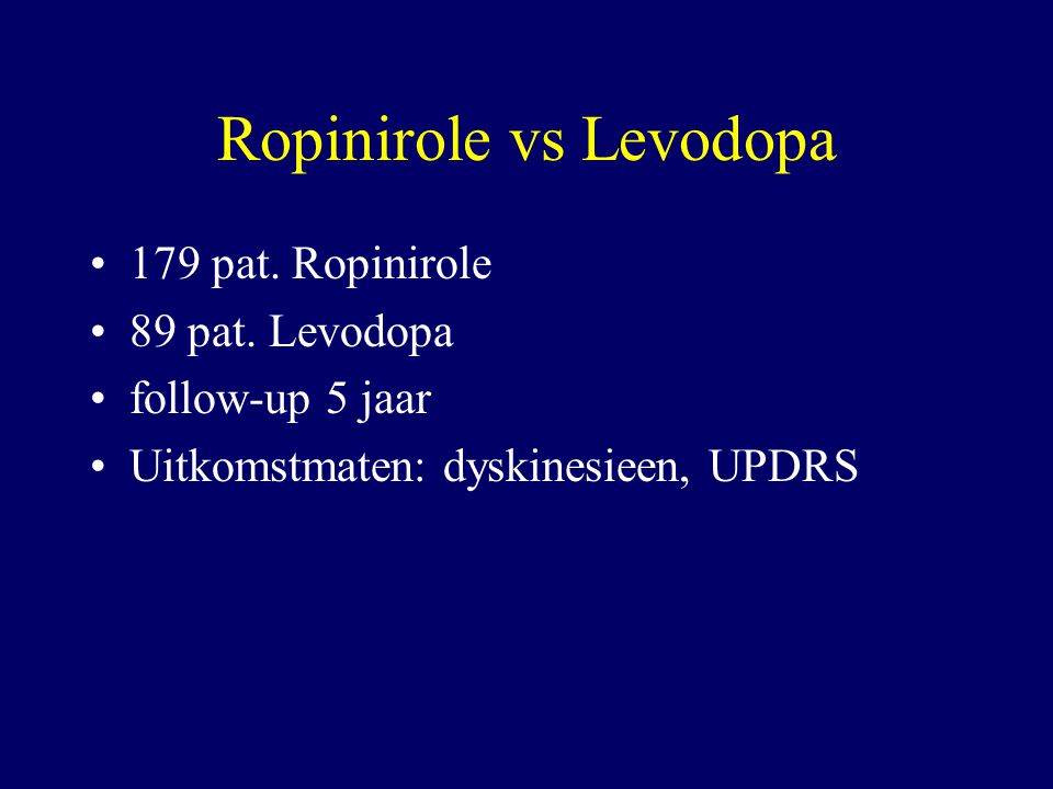 Ropinirole vs Levodopa