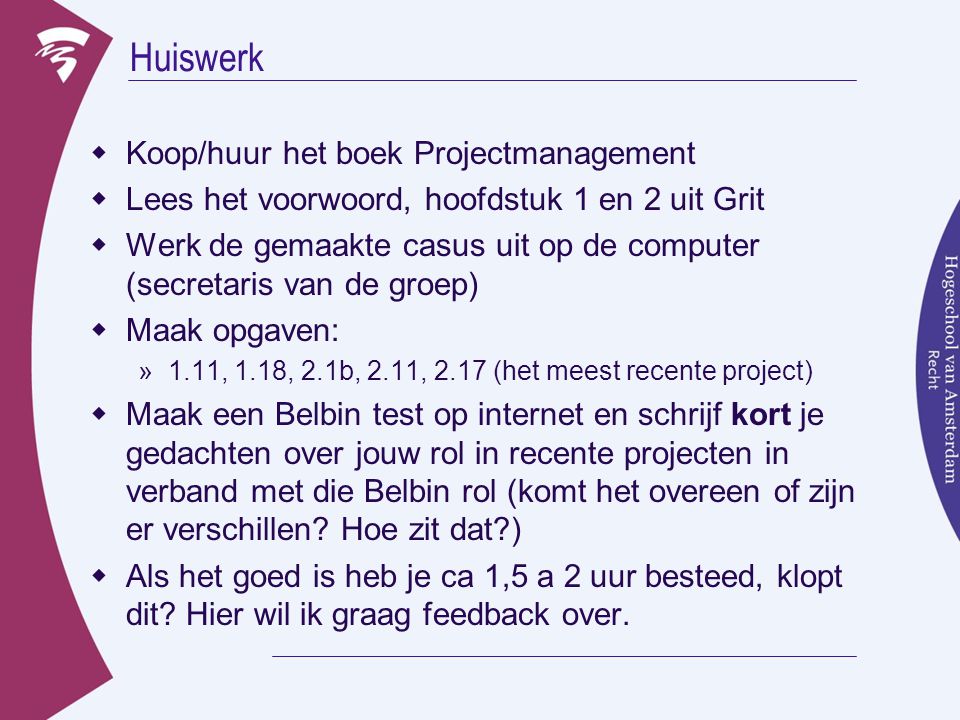 Huiswerk Koop/huur het boek Projectmanagement