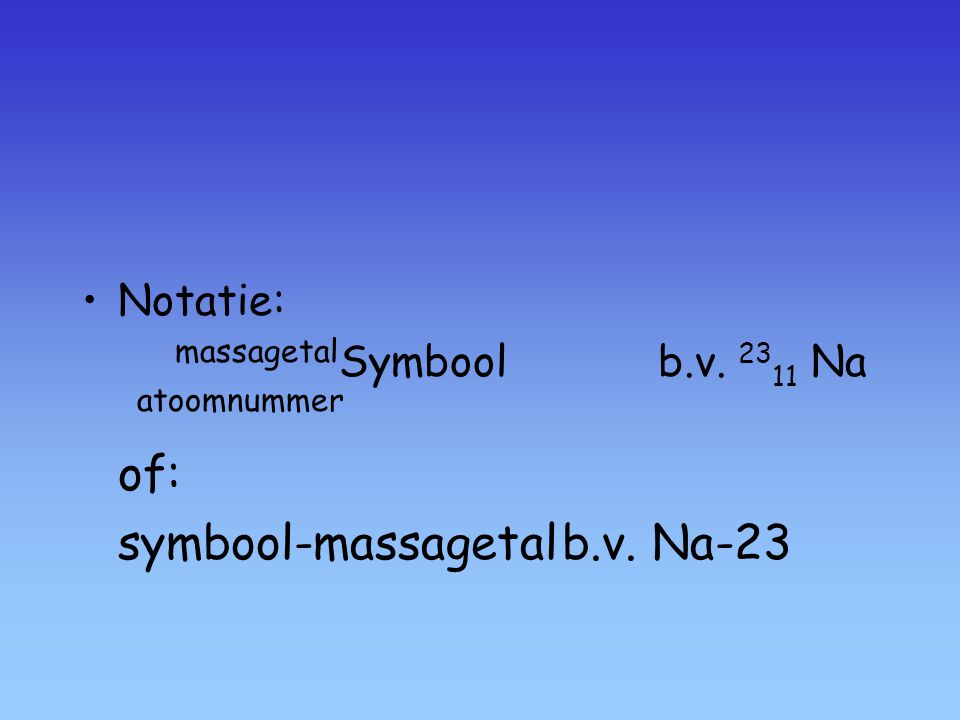 massagetalSymbool b.v Na atoomnummer of: