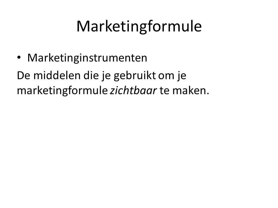 Marketingformule Marketinginstrumenten