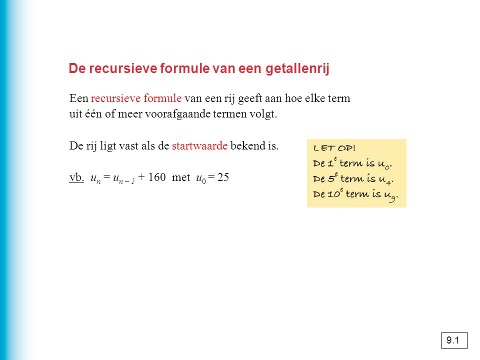 De recursieve formule van een getallenrij