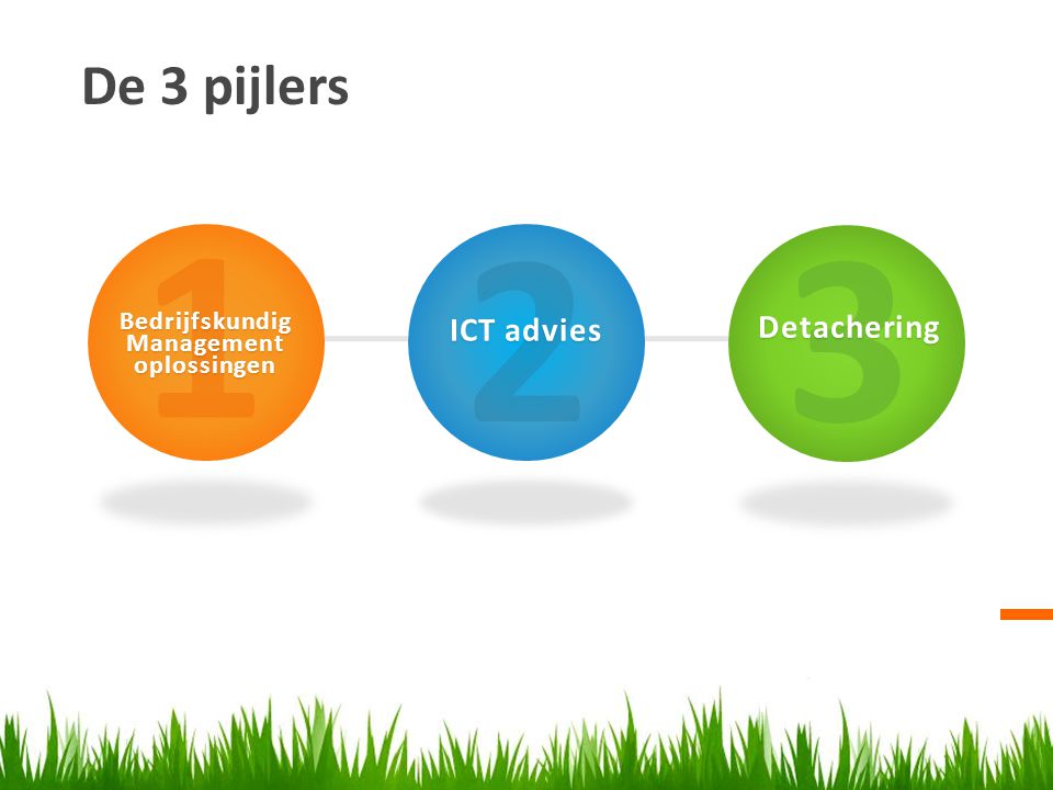 1 2 3 De 3 pijlers ICT advies Detachering Bedrijfskundig Management